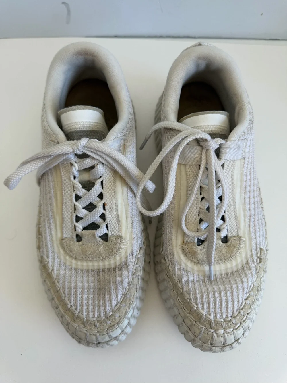 Chloé Nama Low Top Sneakers White Knit Platform Shoes Women’s EU 36 US 6